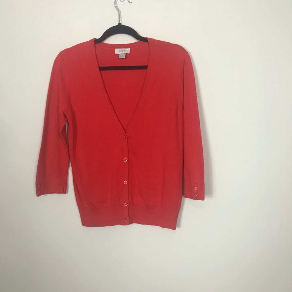 ✨Ann Taylor Loft Orange Button Up Cardigan Sz.M